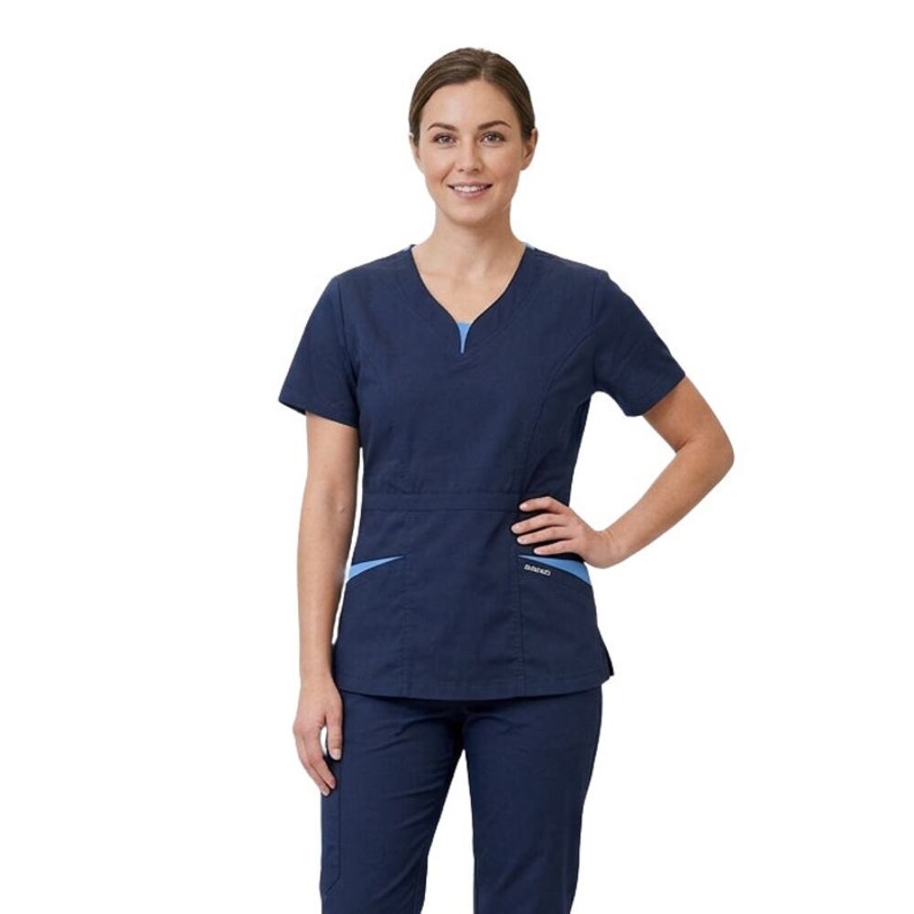 Dagacci Navy Blue V Neck 2 Pocket Scrubs Top, S